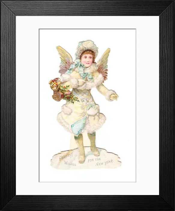 Framed Print : Angel on a Victorian New Year scrap Framed Print : Angel on a Victorian New Year scrap