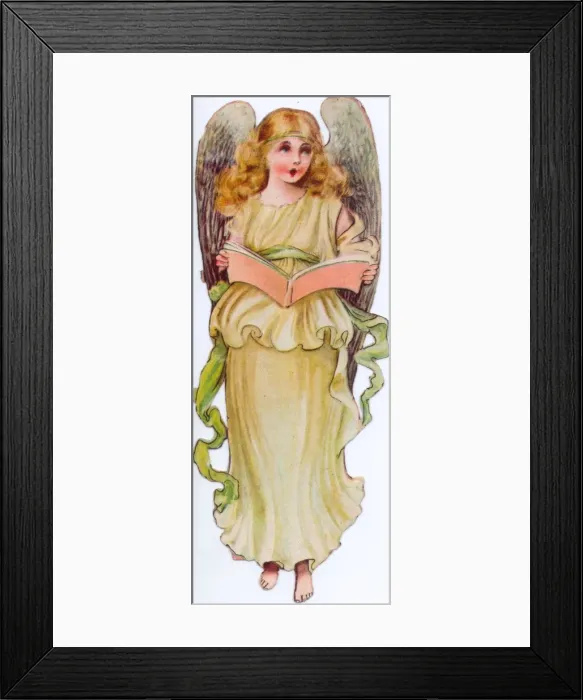 Framed Print : Angel singing on a Christmas scrap Framed Print : Angel singing on a Christmas scrap