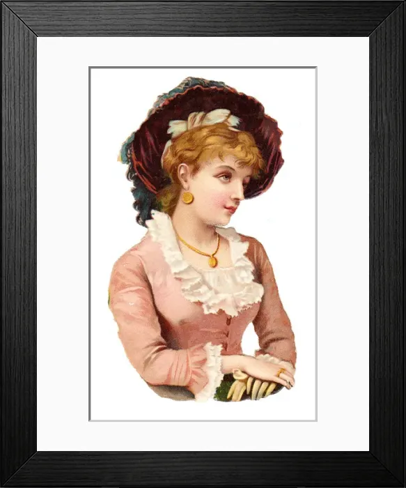 Framed Print : Elegant woman in pink on a scrap Framed Print : Elegant woman in pink on a scrap