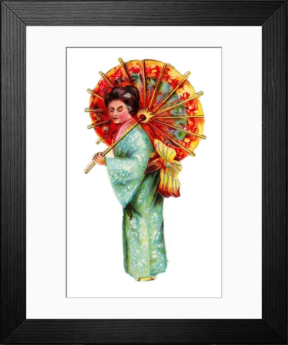 Framed Print : Oriental woman on a Victorian scrap Framed Print : Oriental woman on a Victorian scrap