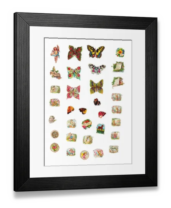 Framed Print : Assorted images on 33 Victorian scraps Framed Print : Assorted images on 33 Victorian scraps