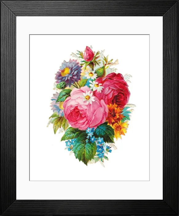 Framed Print : Assorted flowers on a Victorian scrap Framed Print : Assorted flowers on a Victorian scrap