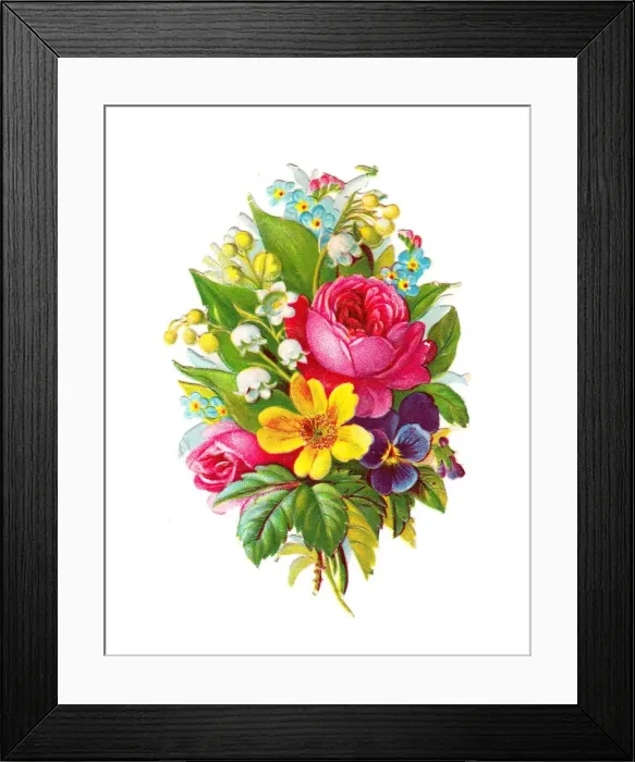 Framed Print : Assorted flowers on a Victorian scrap Framed Print : Assorted flowers on a Victorian scrap