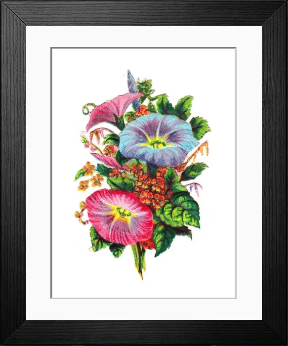 Framed Print : Assorted flowers on a Victorian scrap Framed Print : Assorted flowers on a Victorian scrap