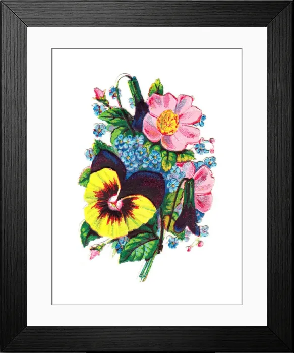 Framed Print : Assorted flowers on a Victorian scrap Framed Print : Assorted flowers on a Victorian scrap