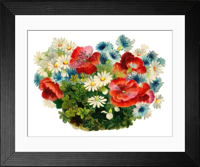 Framed Print : Assorted flowers on a Victorian scrap Framed Print : Assorted flowers on a Victorian scrap