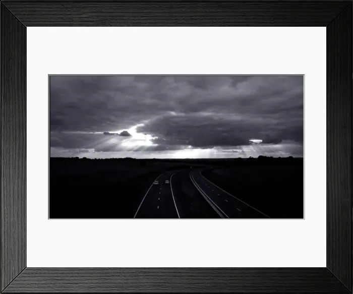 Framed Print : Beautiful sky over a dual carriageway, Hertfordshire, Englan Framed Print : Beautiful sky over a dual carriageway, Hertfordshire, Englan