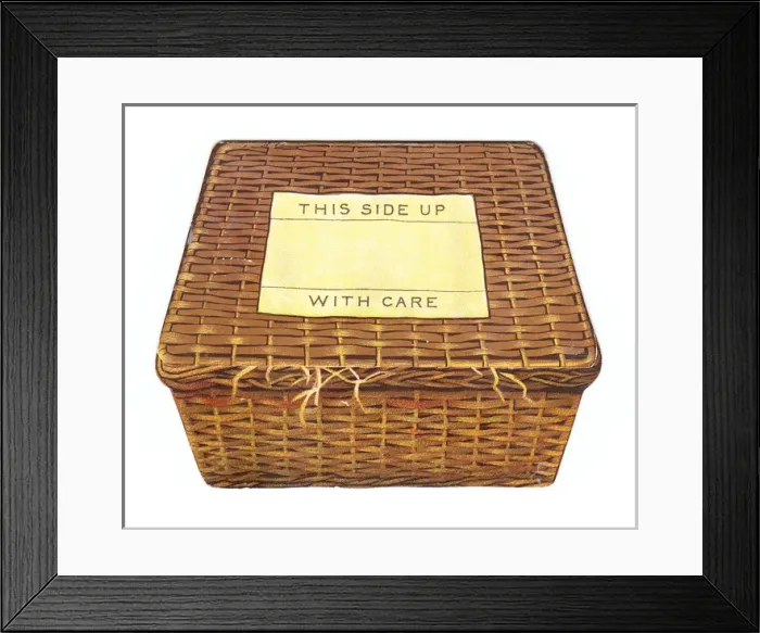 Framed Print : Christmas card in the shape of a wickerwork basket Framed Print : Christmas card in the shape of a wickerwork basket