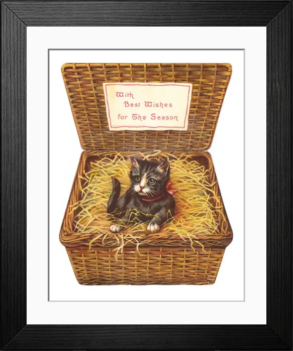 Framed Print : Christmas card in the shape of a wickerwork basket Framed Print : Christmas card in the shape of a wickerwork basket
