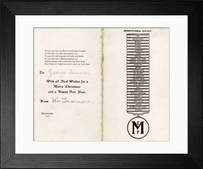 Framed Print : WWI - Christmas Greetings card - Mesopotamian Campaign Framed Print : WWI - Christmas Greetings card - Mesopotamian Campaign