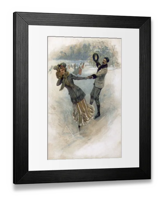 Framed Print : A stylish couple go ice skating Framed Print : A stylish couple go ice skating