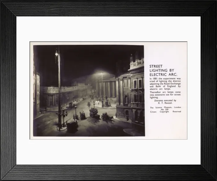 Framed Print : Diorama - Bank of England under Electric Arc Street Lighting Framed Print : Diorama - Bank of England under Electric Arc Street Lighting