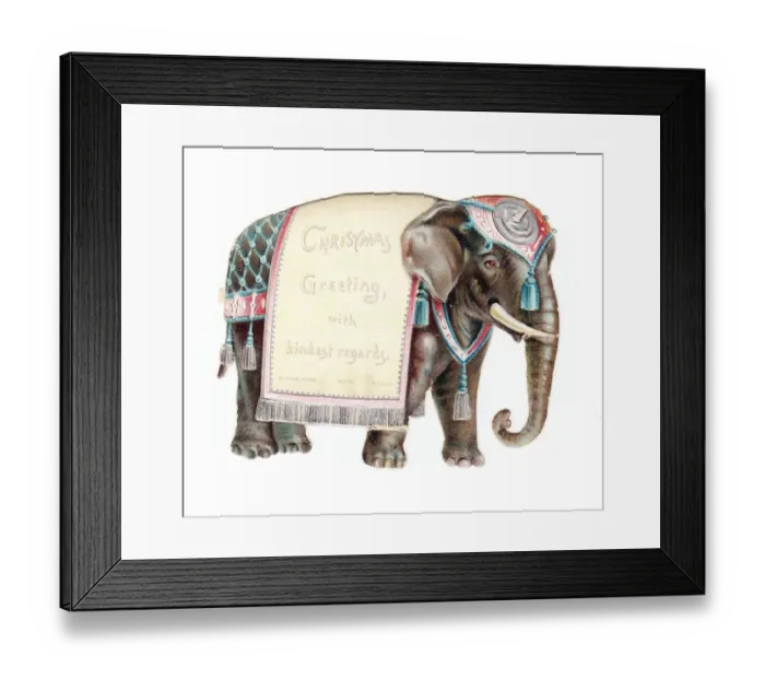 Framed Print : Christmas card in the shape of an elephant Framed Print : Christmas card in the shape of an elephant