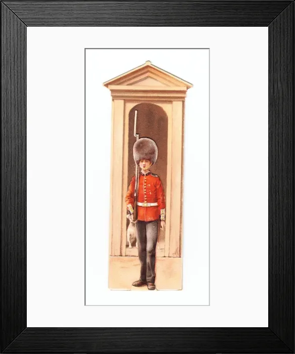 Framed Print : Greetings card in the shape of a sentry box with guard Framed Print : Greetings card in the shape of a sentry box with guard