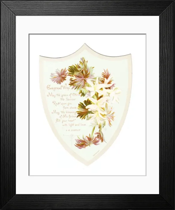 Framed Print : Christmas card in the shape of a shield Framed Print : Christmas card in the shape of a shield