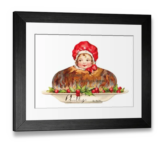 Framed Print : Christmas card in the shape of a pudding Framed Print : Christmas card in the shape of a pudding