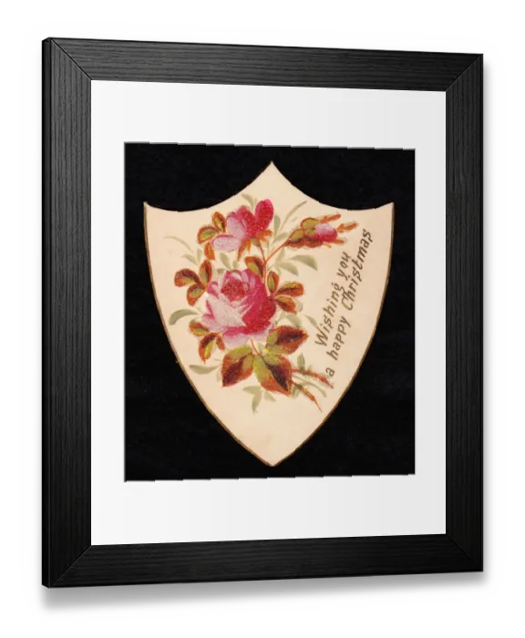 Framed Print : Christmas card in the shape of a shield Framed Print : Christmas card in the shape of a shield