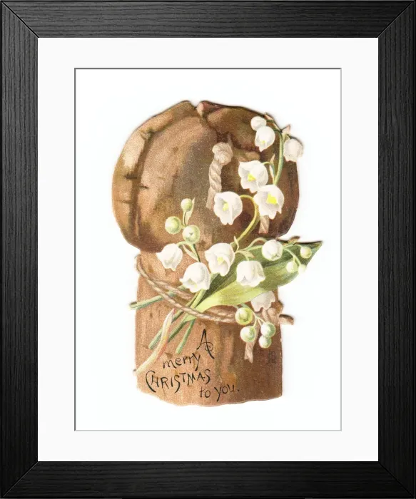 Framed Print : Christmas card in the shape of a champagne cork Framed Print : Christmas card in the shape of a champagne cork