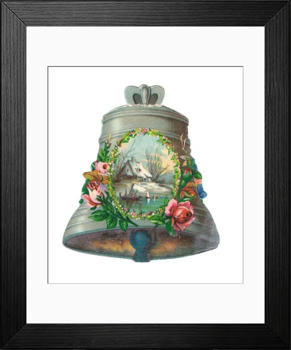 Framed Print : Christmas card in the shape of a bell Framed Print : Christmas card in the shape of a bell