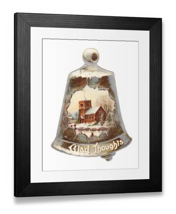 Framed Print : Christmas card in the shape of a bell Framed Print : Christmas card in the shape of a bell