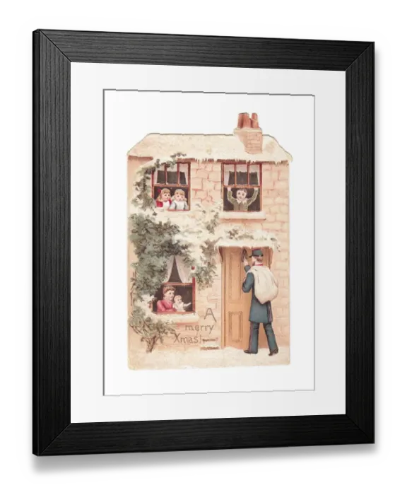 Framed Print : Christmas card in the shape of a house Framed Print : Christmas card in the shape of a house