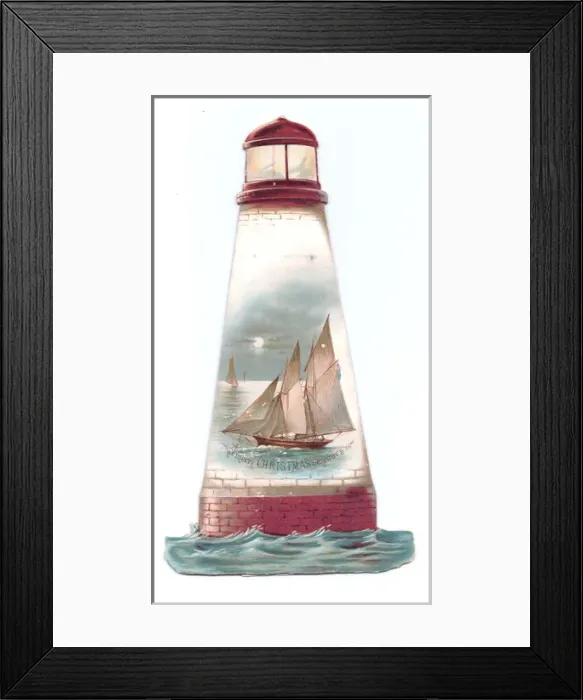 Framed Print : Christmas card in the shape of a lighthouse Framed Print : Christmas card in the shape of a lighthouse