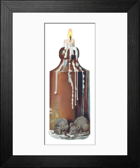 Framed Print : Christmas card in the shape of a candle in a bottle Framed Print : Christmas card in the shape of a candle in a bottle
