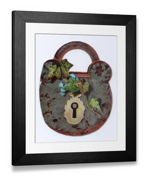 Framed Print : Greetings card in the shape of a padlock Framed Print : Greetings card in the shape of a padlock