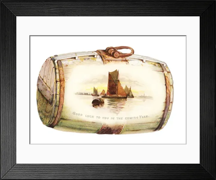 Framed Print : New Year card in the shape of a barrel Framed Print : New Year card in the shape of a barrel