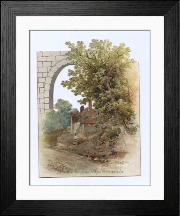 Framed Print : Rural scene on a Christmas card Framed Print : Rural scene on a Christmas card