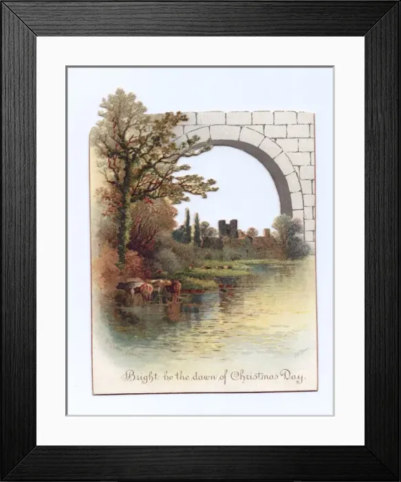 Framed Print : Rural scene on a Christmas card Framed Print : Rural scene on a Christmas card