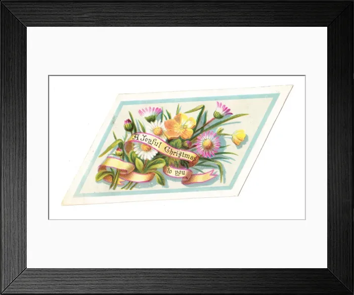 Framed Print : Daisies and buttercups on a Christmas card Framed Print : Daisies and buttercups on a Christmas card