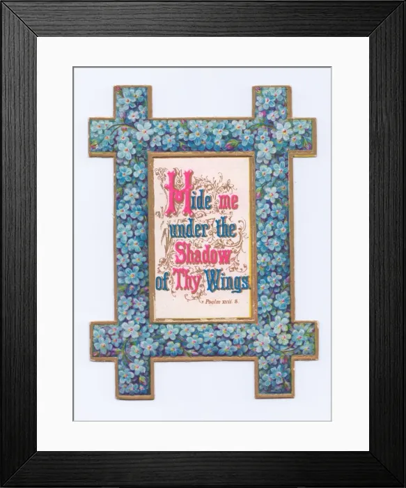 Framed Print : Religious quotation on a frame-shaped greetings card Framed Print : Religious quotation on a frame-shaped greetings card