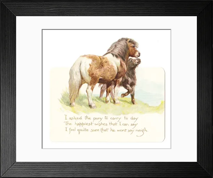 Framed Print : Two ponies on a birthday card Framed Print : Two ponies on a birthday card