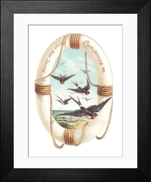 Framed Print : Christmas card in the shape of a lifebelt Framed Print : Christmas card in the shape of a lifebelt
