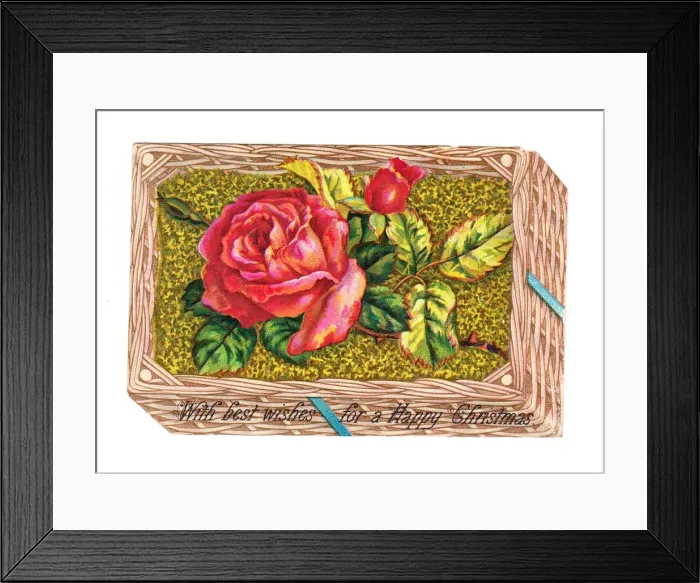 Framed Print : Christmas card in the shape of a basket of roses Framed Print : Christmas card in the shape of a basket of roses