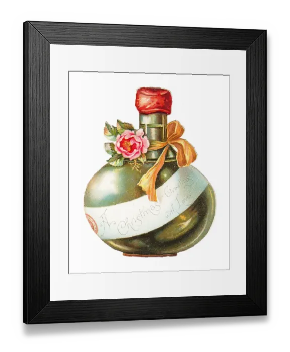 Framed Print : Christmas card in the shape of a round bottle Framed Print : Christmas card in the shape of a round bottle