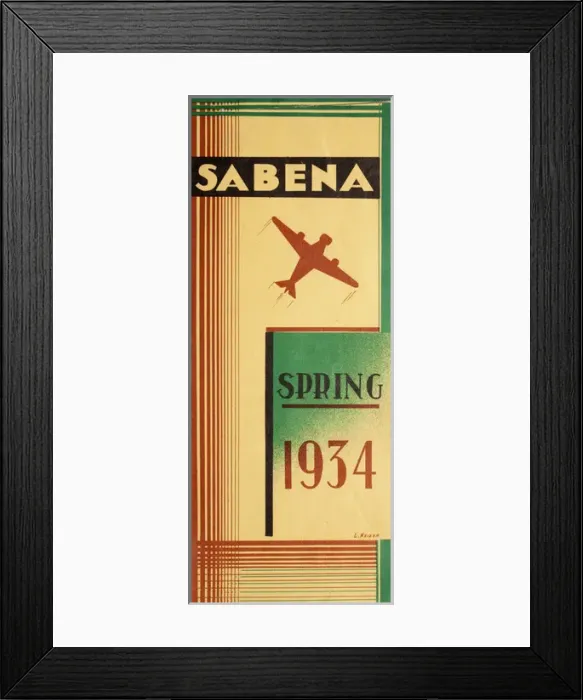 Framed Print : Cover design, Sabena timetable, Spring 1934 Framed Print : Cover design, Sabena timetable, Spring 1934
