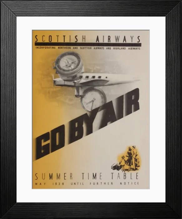 Framed Print : Cover design, Scottish Airways summer timetable 1938 Framed Print : Cover design, Scottish Airways summer timetable 1938