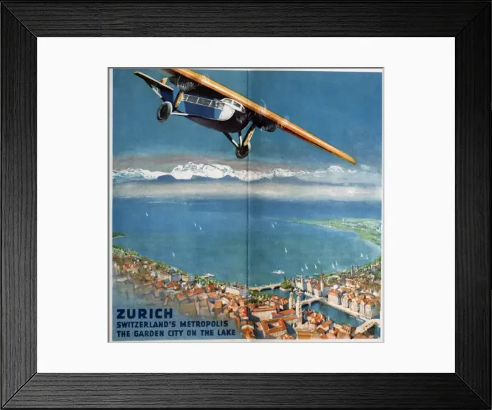 Framed Print : Poster, Zurich, The Garden City on the Lake Framed Print : Poster, Zurich, The Garden City on the Lake