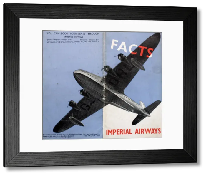 Framed Print : Cover design, Imperial Airways Facts Framed Print : Cover design, Imperial Airways Facts