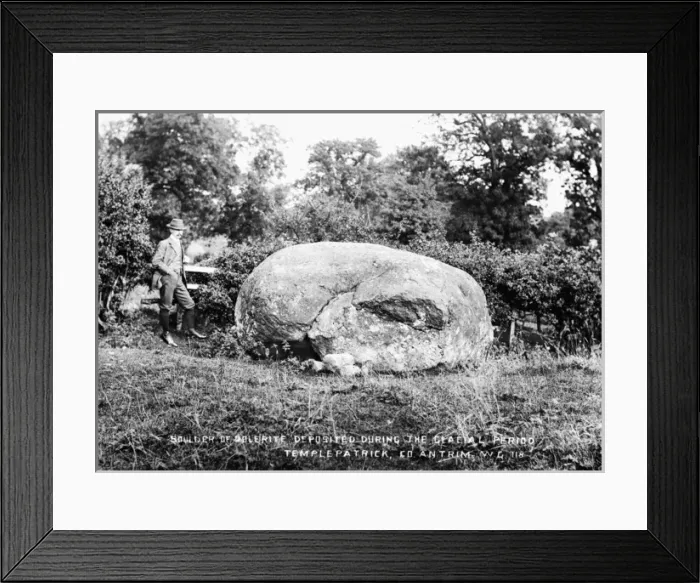 Framed Print : Boulder of Dolerite Deposited During the Glacial Period, Tem Framed Print : Boulder of Dolerite Deposited During the Glacial Period, Tem
