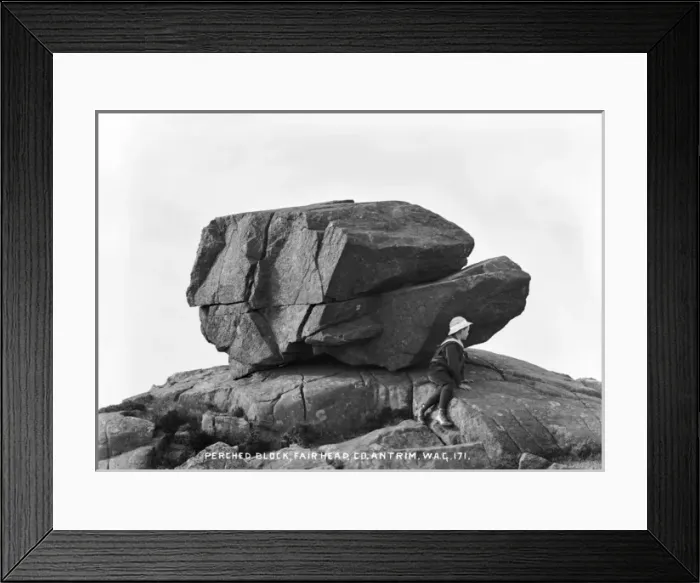 Framed Print : Perched Block, Fair Head, Co Antrim Framed Print : Perched Block, Fair Head, Co Antrim