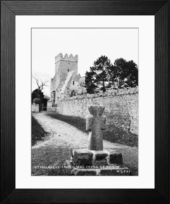 Framed Print : St Douloughs Church and Cross, Co Dublin Framed Print : St Douloughs Church and Cross, Co Dublin