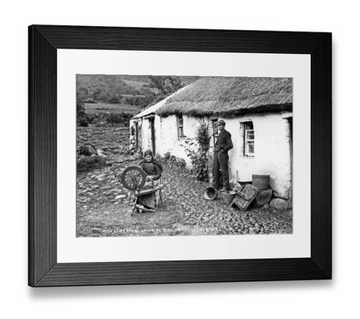 Framed Print : Irish Home Spun Spinning the Wool in the Glynns of Antrim Framed Print : Irish Home Spun Spinning the Wool in the Glynns of Antrim