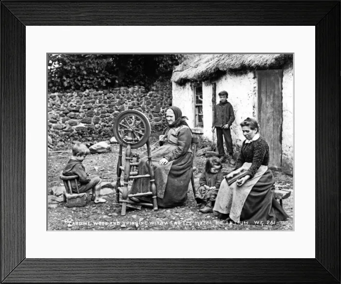 Framed Print : Carding Wool and Spinning With a Castle Wheel, Co Antrim Framed Print : Carding Wool and Spinning With a Castle Wheel, Co Antrim