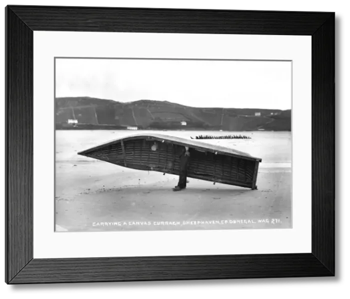 Framed Print : Carrying a Canvas Curragh, Sheephaven, Co Donegall Framed Print : Carrying a Canvas Curragh, Sheephaven, Co Donegall