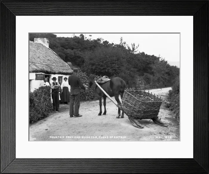 Framed Print : Mountain Pony and Slide Car, Glens of Antrim Framed Print : Mountain Pony and Slide Car, Glens of Antrim