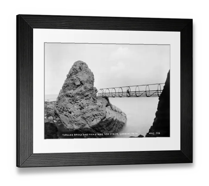 Framed Print : Tubular Bridge and Man O War Sea Stack, Gobbins Path Framed Print : Tubular Bridge and Man O War Sea Stack, Gobbins Path