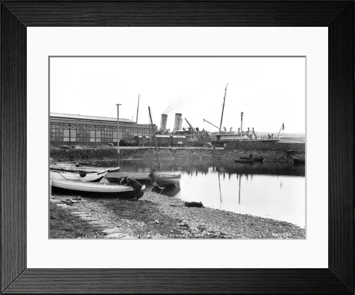 Framed Print : Larne Harbour and Station and Stranraer Boat Framed Print : Larne Harbour and Station and Stranraer Boat